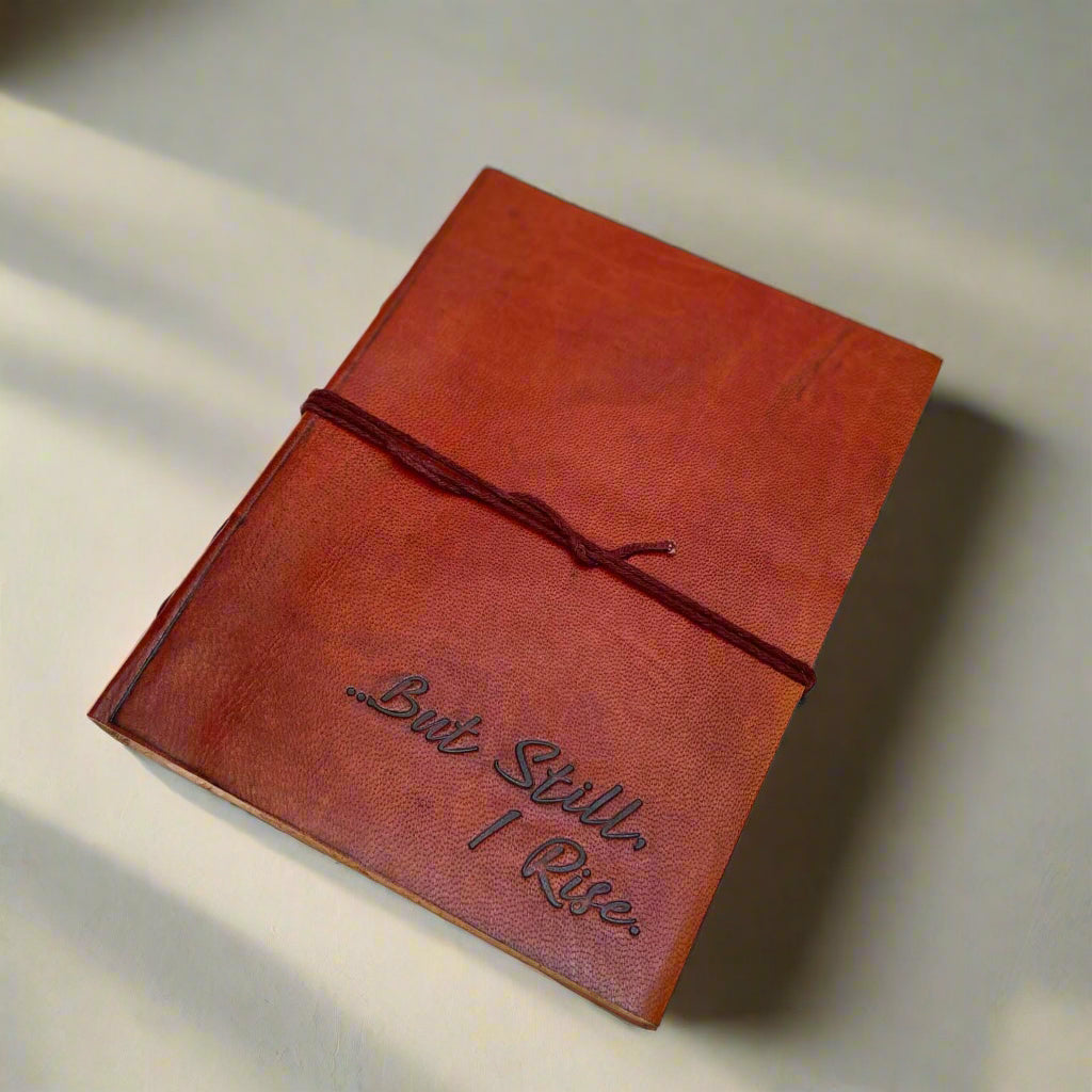 But Still I Rise Quote Leather Journal | Embossed 8x6