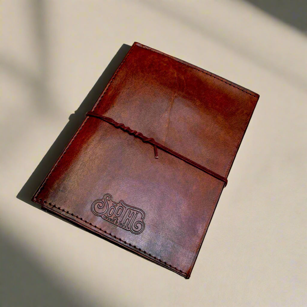 Robert Frost Refillable Leather Journal - "The Woods Are Lovely" Quote