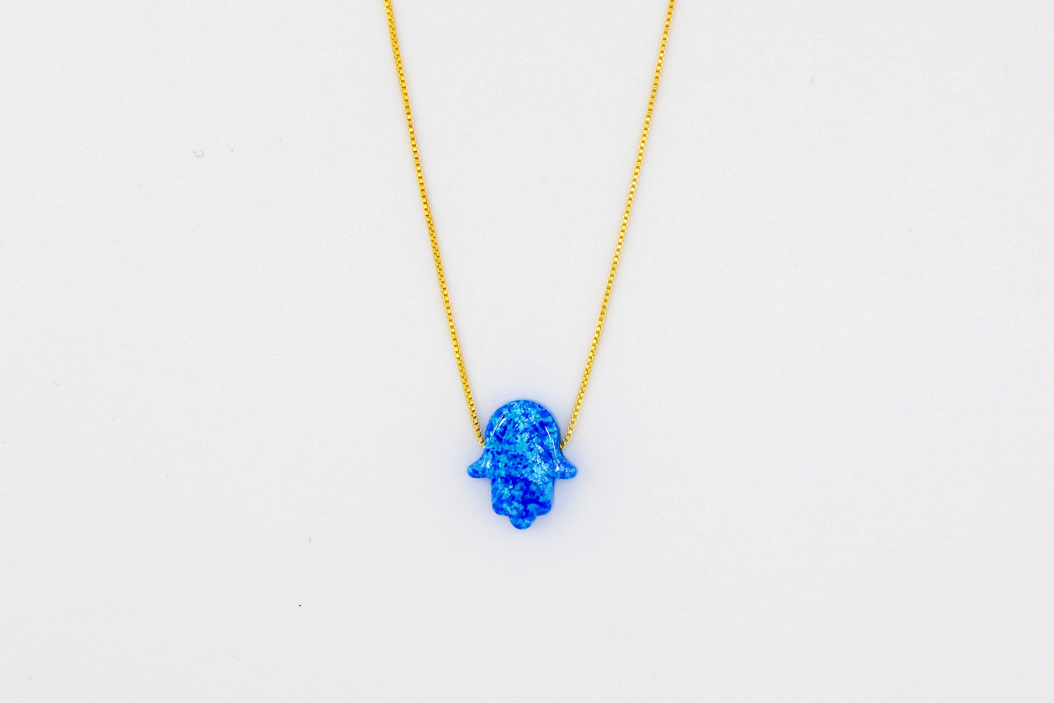 Sterling Silver Opal Hamsa Hand Necklace