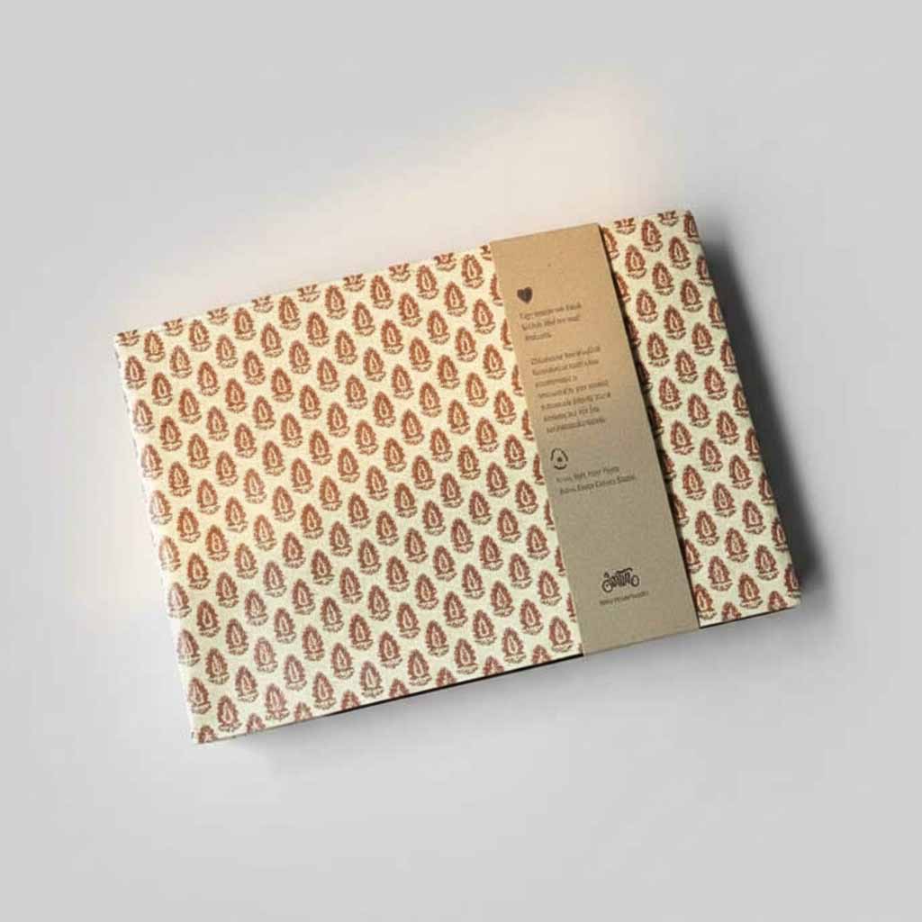 Jaipur Pattern Leather Sketchbook | 10x7 Landscape, Refillable