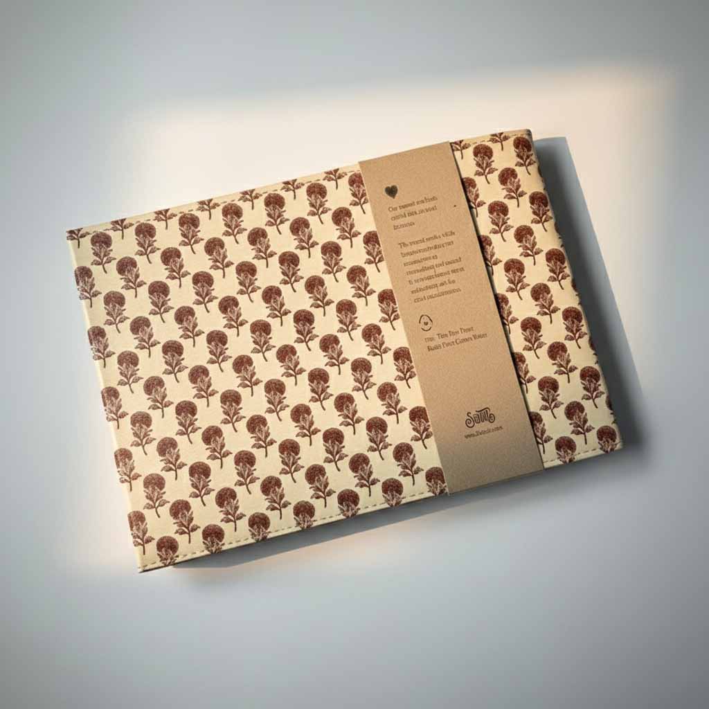 Jaipur Pattern Leather Sketchbook | 10x7 Landscape, Refillable
