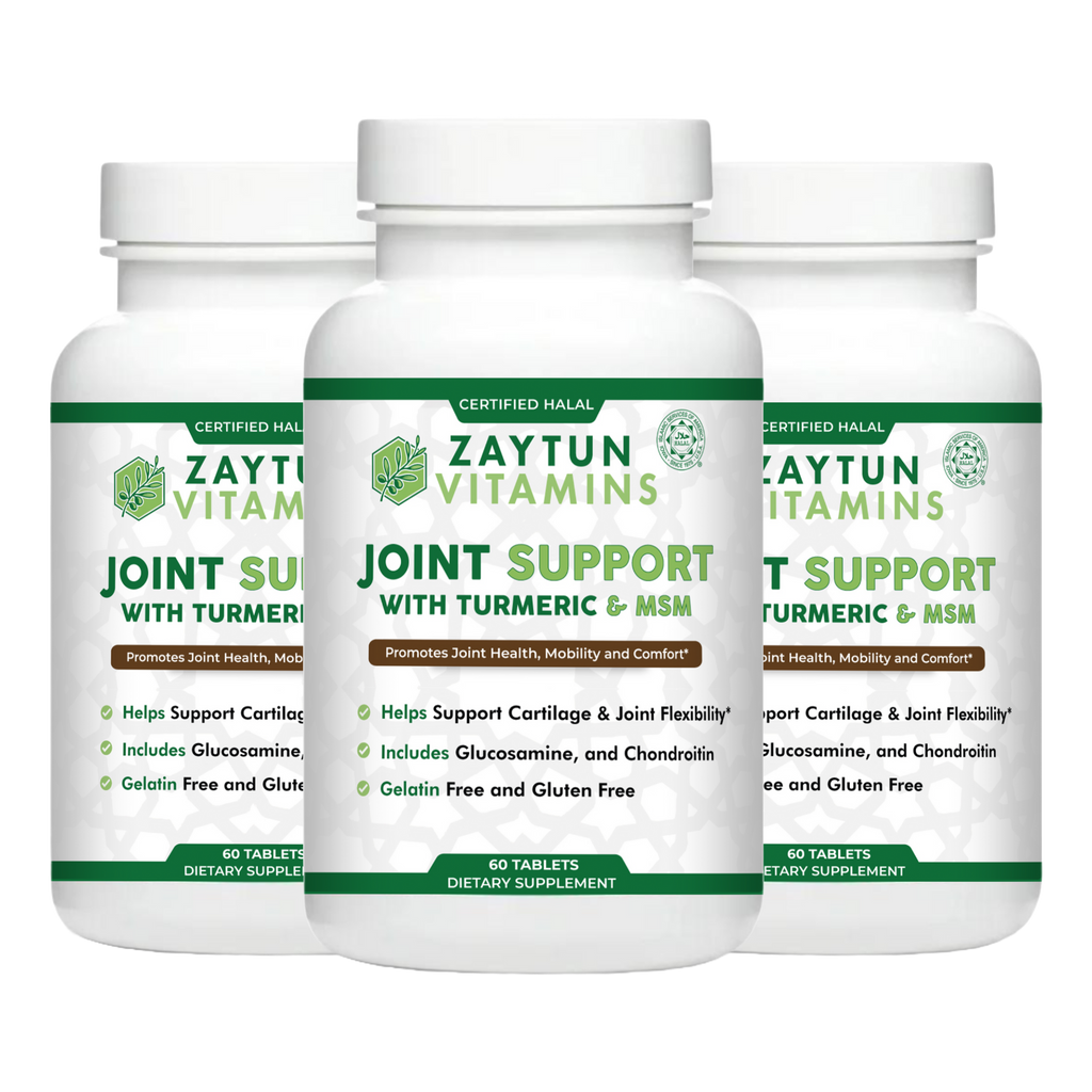 Halal Joint Support with Glucosamine + Turmeric + Chondroitin Tablets (3-Pack)