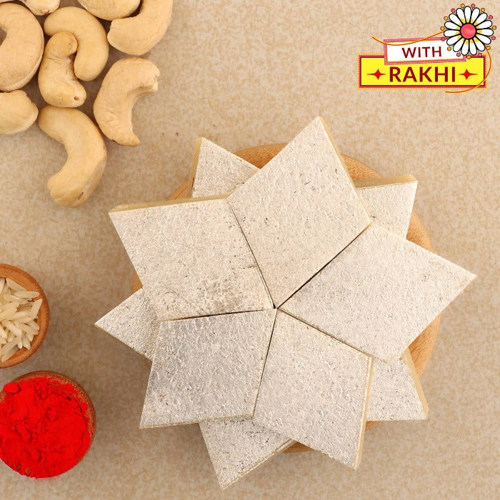 Set of 2 Charming Beads Rakhi and Kaju Katli Box Combo