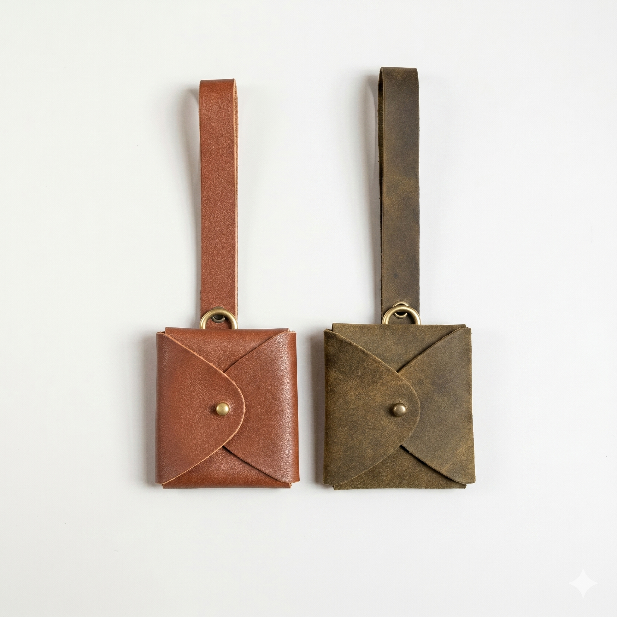 Leather AirPod Pouch | Wrist Strap & Brass Keyring, Suede or Tooled