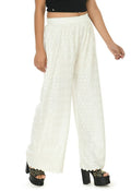 Mominos Fashion Moeza Reyon Cotton White Color Chikan Work Palazzo