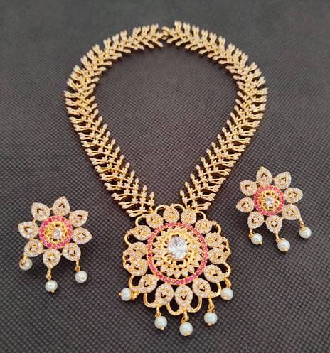 AD Ruby Bridal Necklace Set