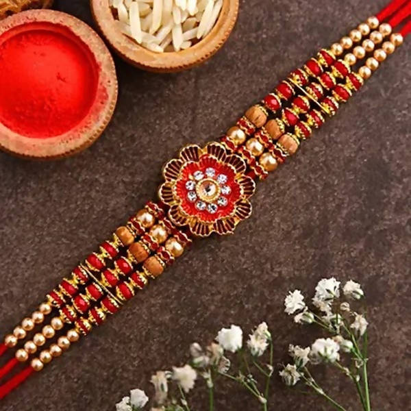 Fancy Meenakari Rakhi and Almond Treat Chocolate