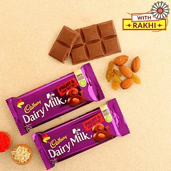 Om Pearl Bracelet Rakhi & Fruit N Nut Chocolates