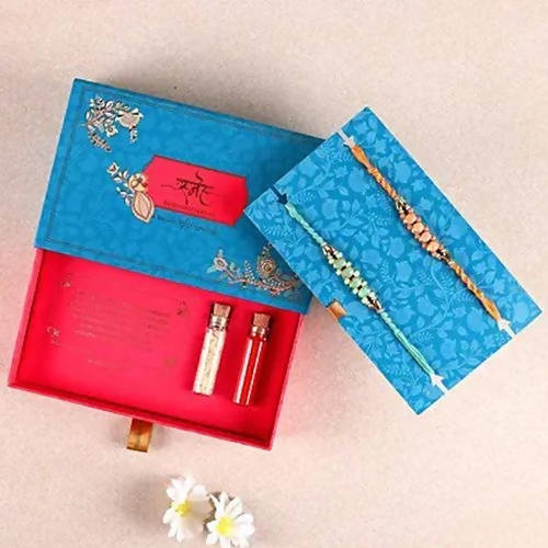 Set of 2 Fancy Pastel Rakhi and Fruit N Nut Chocolates