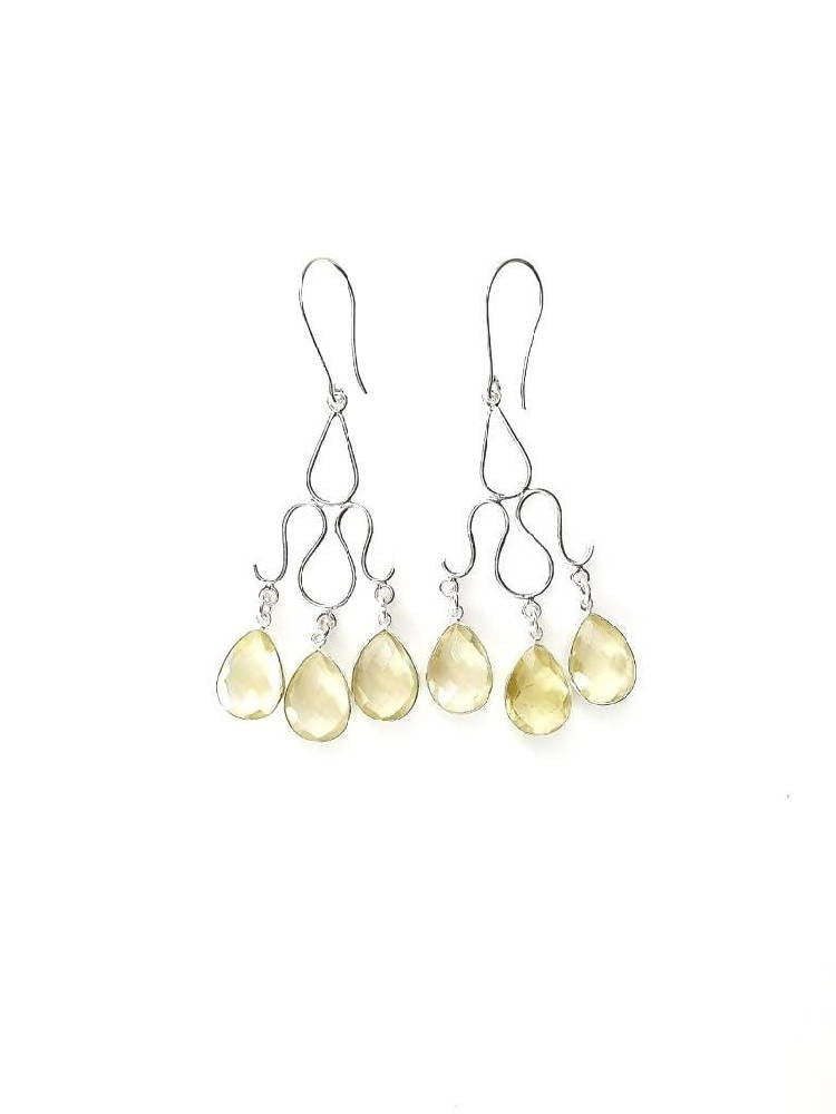 Bling Accessories Lemon Citrine Semi Precious Stone Earrings