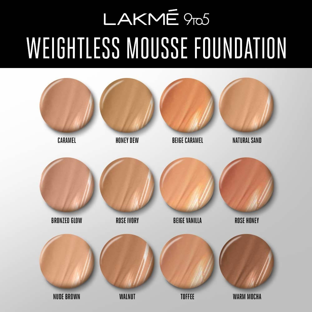 Lakme 9To5 Weightless Mousse Foundation - Toffee