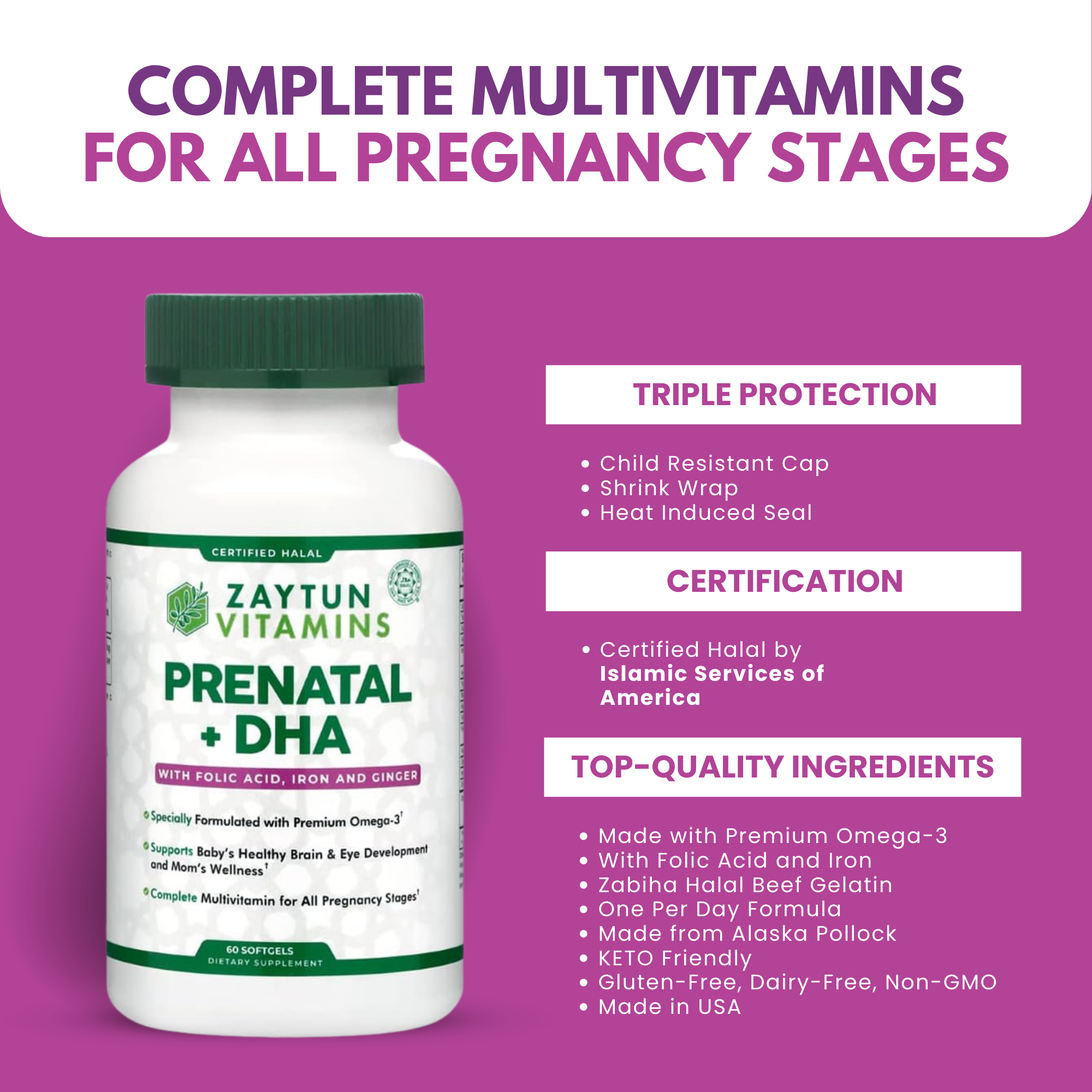 Halal Prenatal + DHA Multivitamin Softgels (3Pack)
