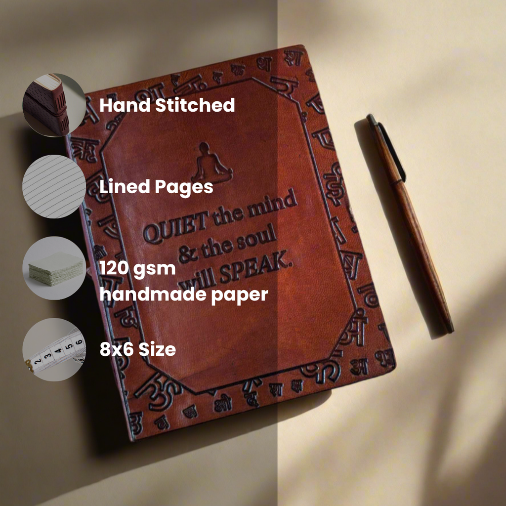 Quiet the Mind Leather Journal - Mindfulness & Spiritual Growth