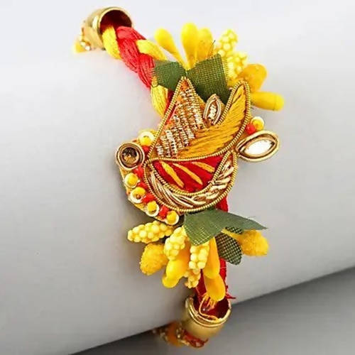 Colourful Zardosi Rakhi & Almonds Jar