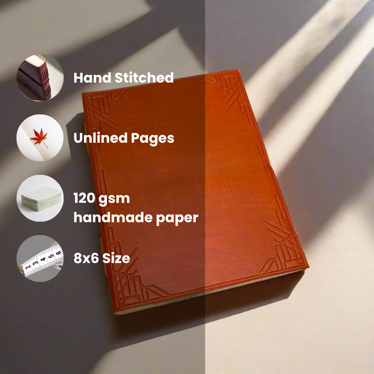 Plain Cover Leather Journal with Lined Pages