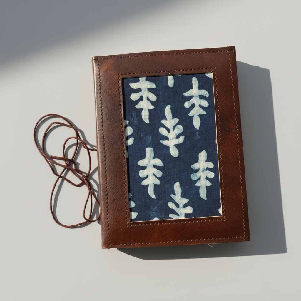 The Legacy Patchwork Journal | Block-Print Fabric & Repurposed Leather, 8x6