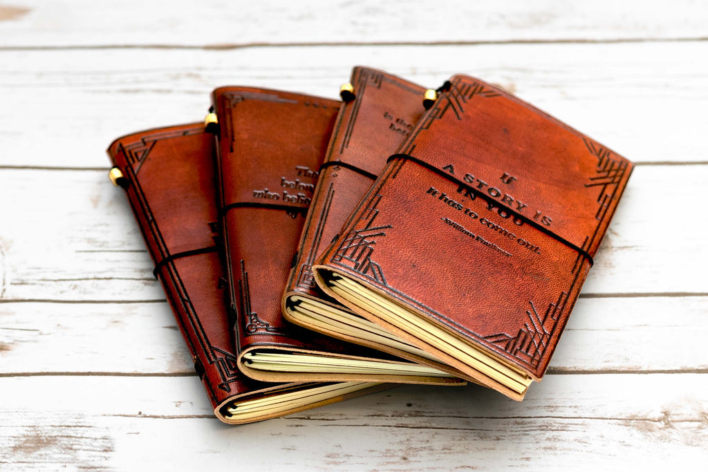 Quote Traveler's Notebook | Handmade Leather Journal with Debossed Quotes