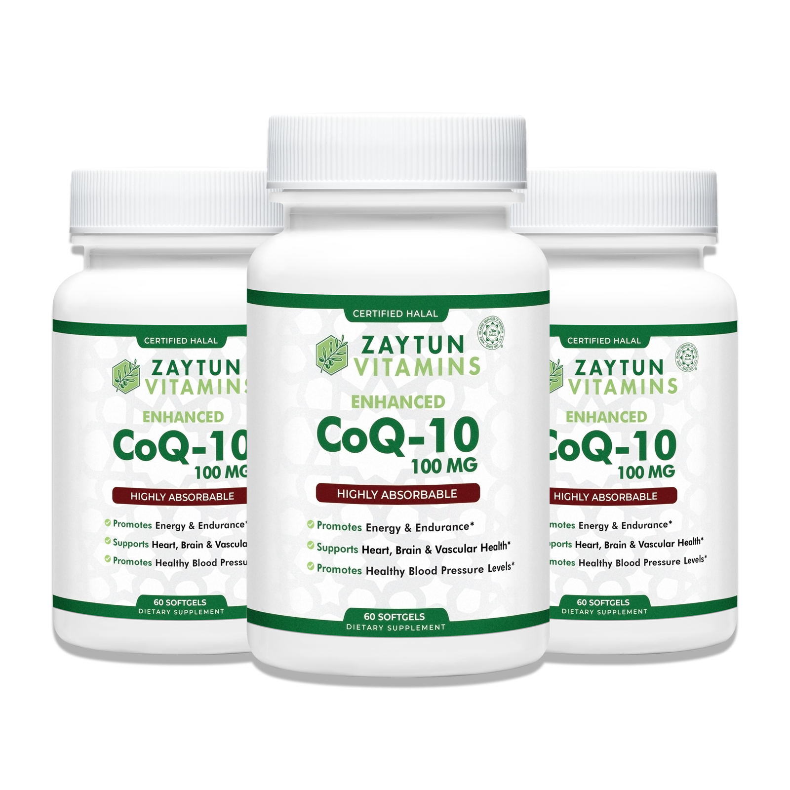 Halal CoQ-10 + Vitamin E Softgels (3-Pack)