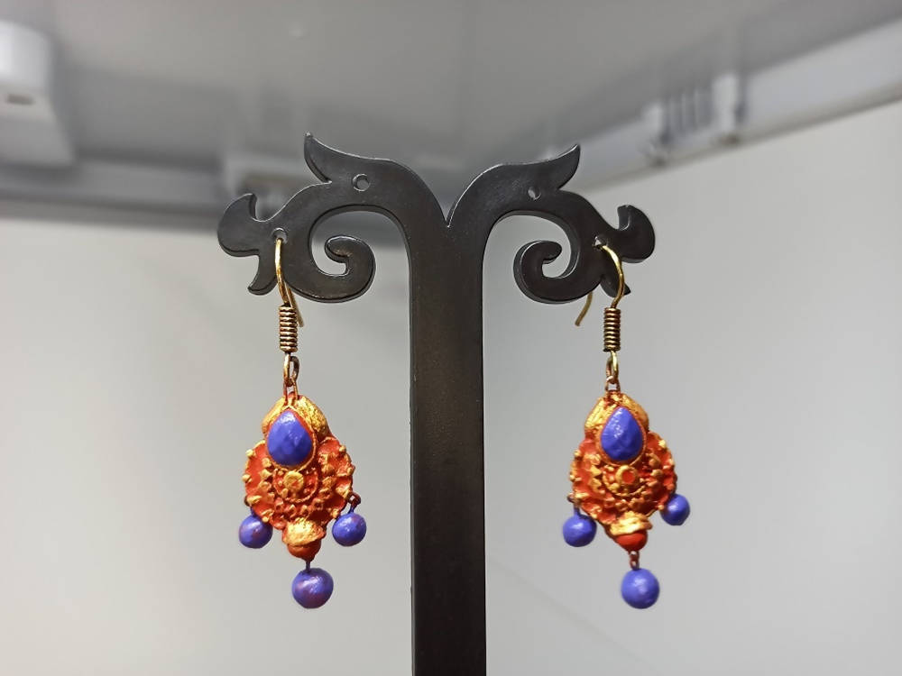 Terracotta Boho Style Hangings-Golden Red And Blue