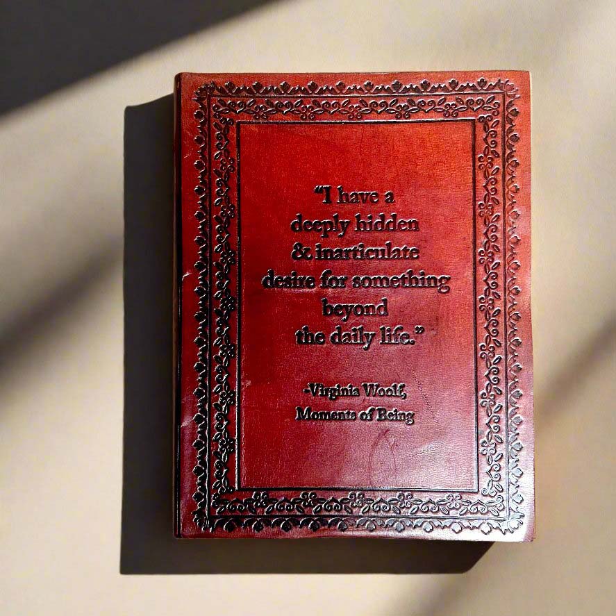 Virginia Woolf Leather Journal - "Desire Beyond Daily Life" Quote