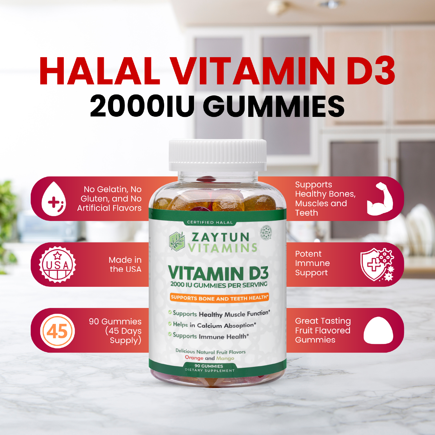 Halal Vitamin D3 2000IU Gummies