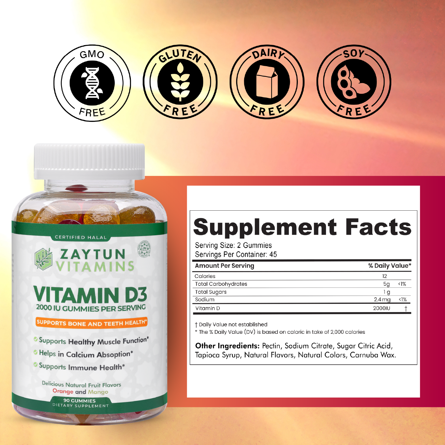 Halal Vitamin D3 2000IU Gummies (3Pack)