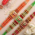 Set of 3 Meenakari Rakhi and Kaju Katli Box
