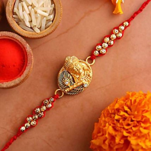 Krishna With Flute Rakhi and Kaju Katli Box