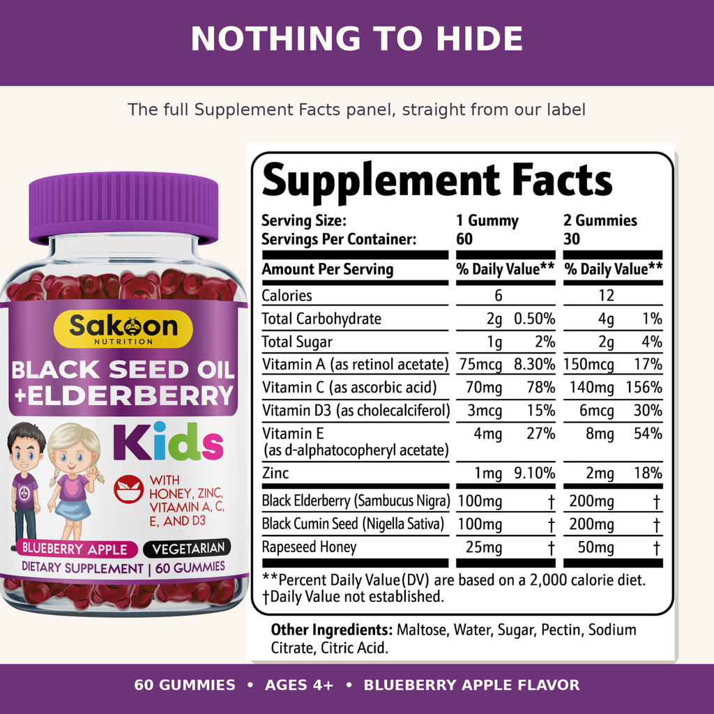 Kids Black Seed + Elderberry Gummies