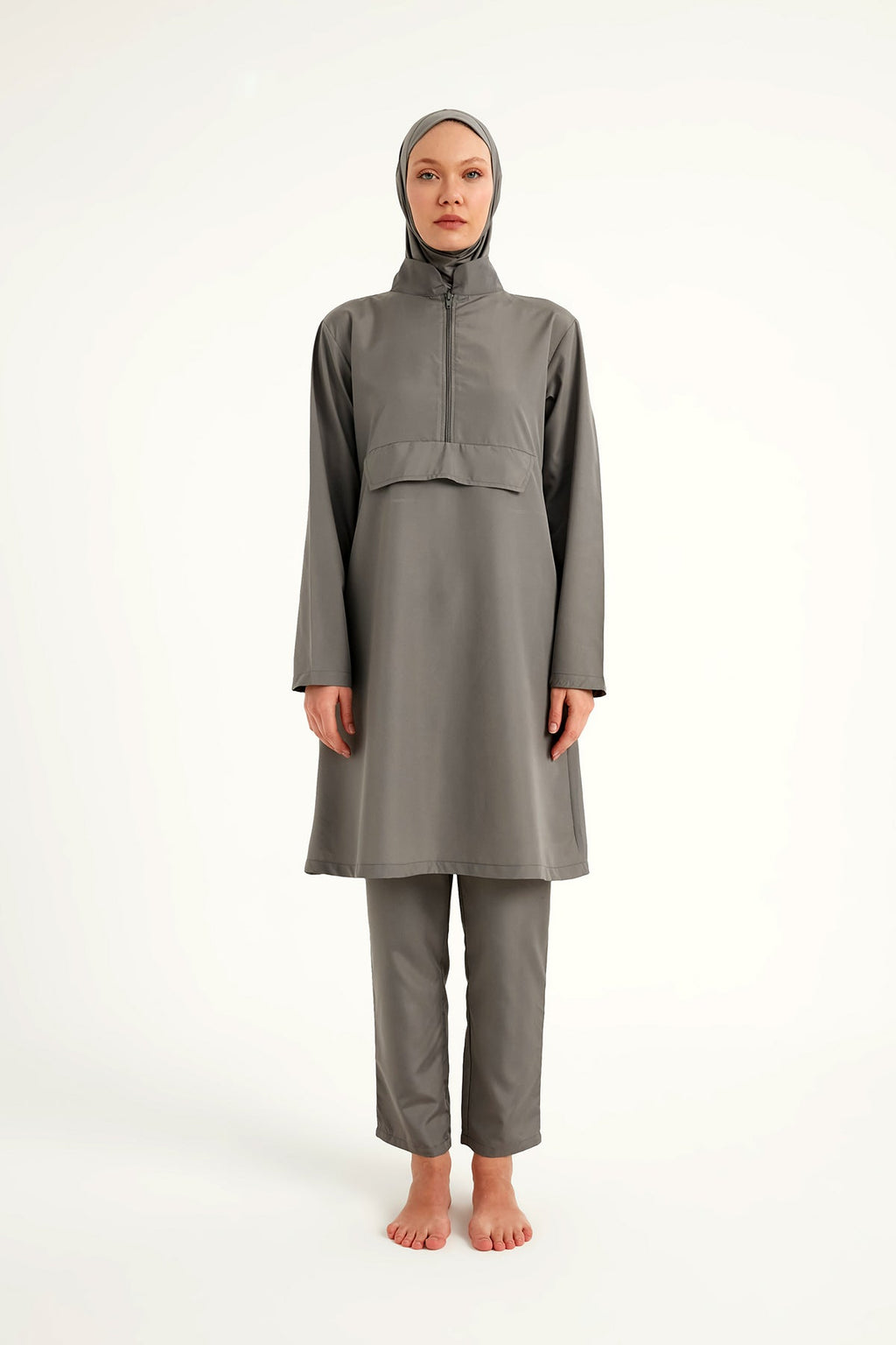 Andalus Gray Full Coverage Burkini Set for Women A2503-4