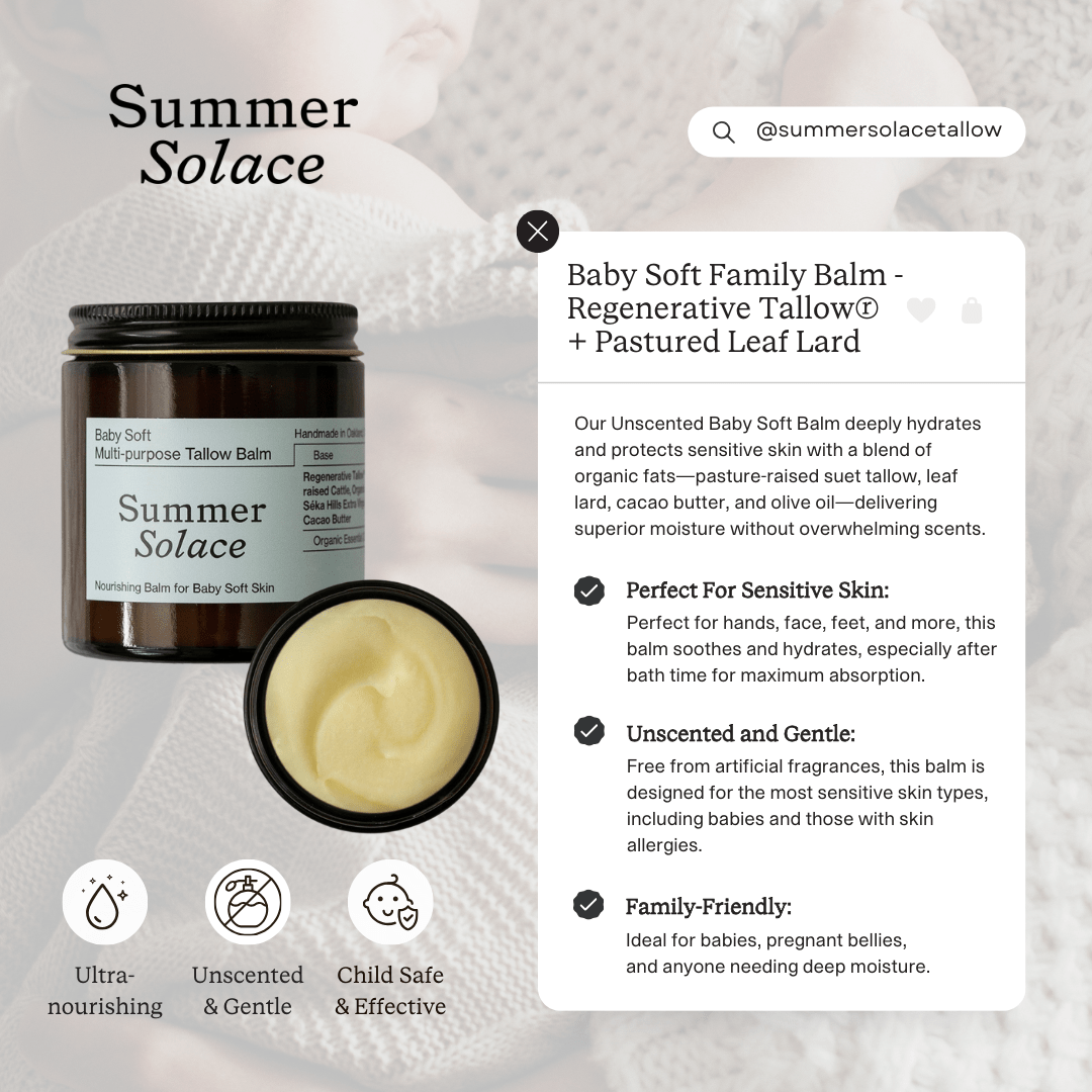 Baby Soft Family Tallow Balm for Sensitive Skin • Gentle Unscented Moisturizer