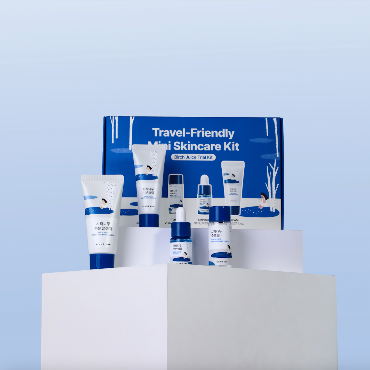 Round Lab Birch Juice Trial Kit (cleanser 30ml + Toner 20ml + Ampoule 10ml + Cream 20ml)
