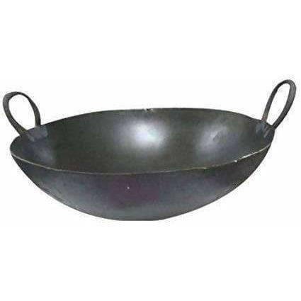 Iron Kadhai with Handle (Black, Medium)
