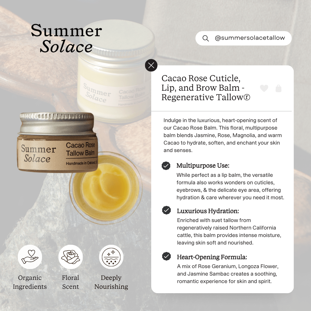 Cacao Rose – Lip, Brow, Eye & Cuticle Balm | Floral Infusion with Jasmine & Geranium