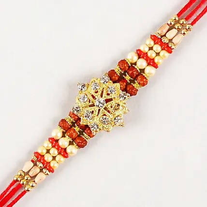 Pretty Rudraksha Rakhi And Cashew Jar