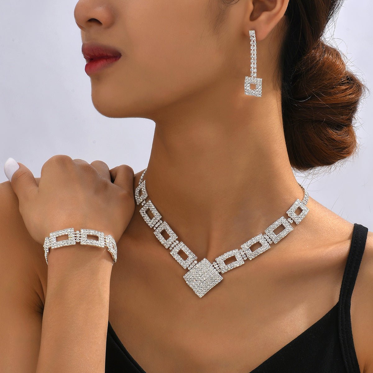Dazzling 3-Piece Full Rhinestones Jewelry Set (MAC317)