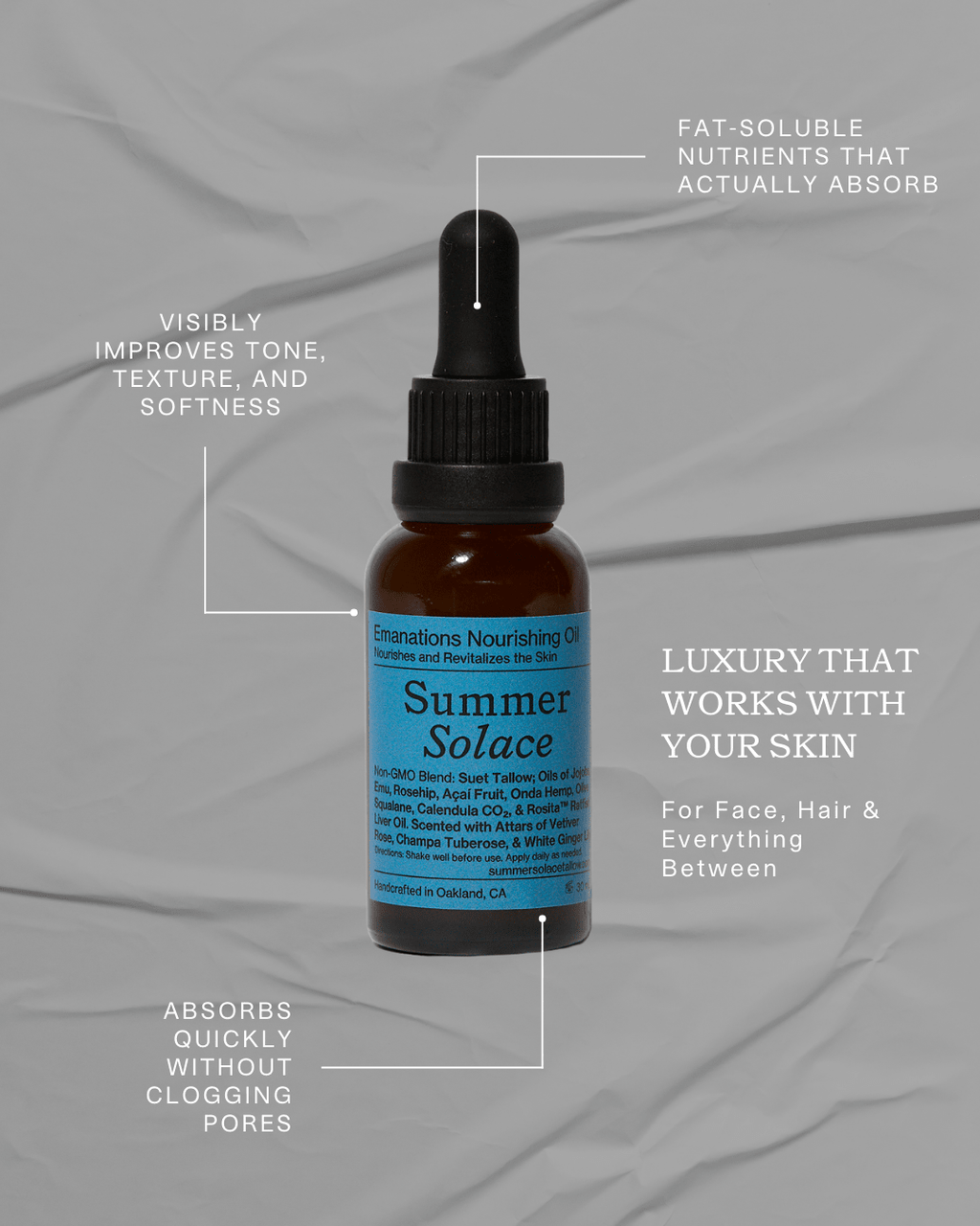 Emanations Tallow & Emu Face Oil • Sea Buckthorn & Floral Attars • Dry, Sensitive & Mature Skin