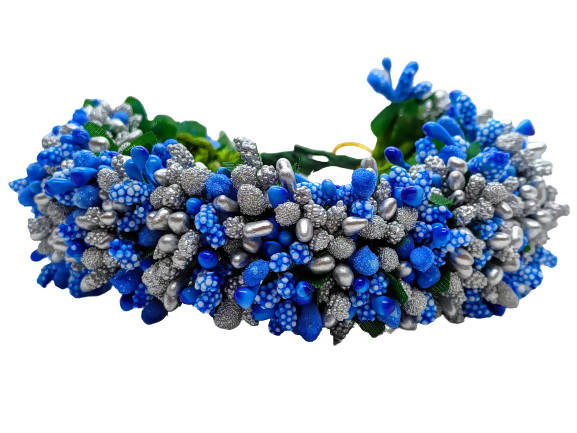 Blue & Silver Pollens Bridal Hair Gajra