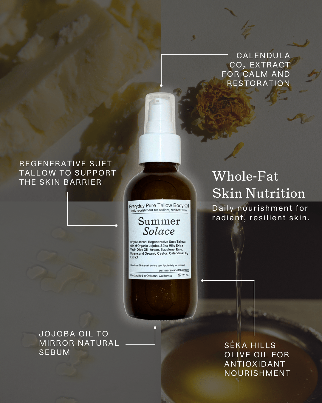 Everyday Pure Tallow Face and Body Oil | Regenerative Tallow® Unscented Oil for Face, Body & Hair