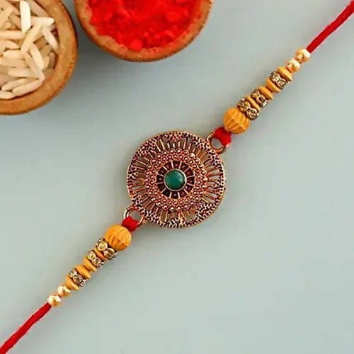 Kundan Ethnic Rakhi and Cadbury Silk Chocolate