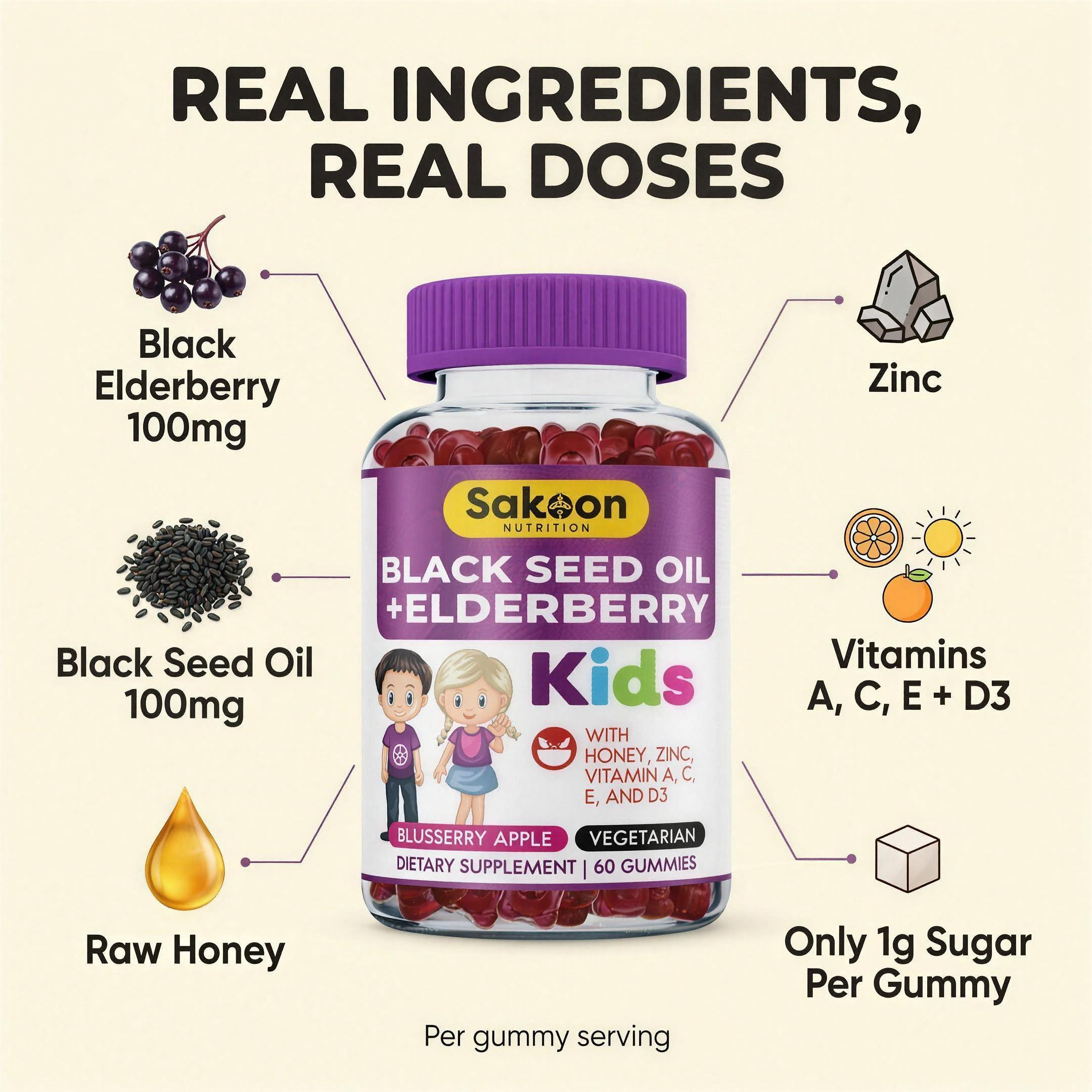 Kids Black Seed + Elderberry Gummies