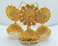 Gold Finish Jhumka Pendant Set