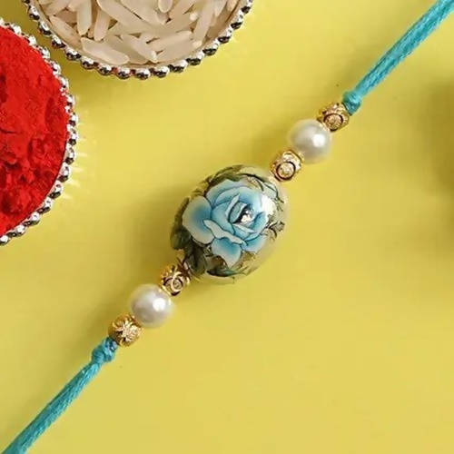 Rose Japanese Stone Rakhi & Almonds Jar