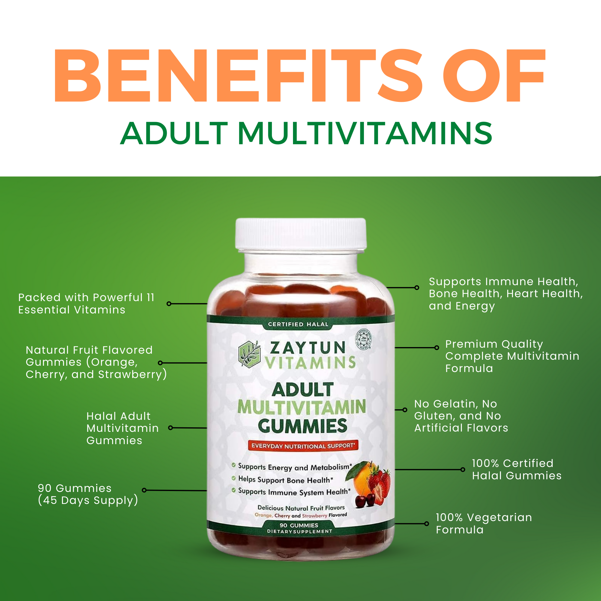 Halal Adult Multivitamin Gummies (3Pack)