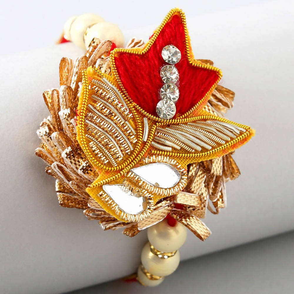 Exclusive Zardosi Rakhi & Kaju Rolls Box