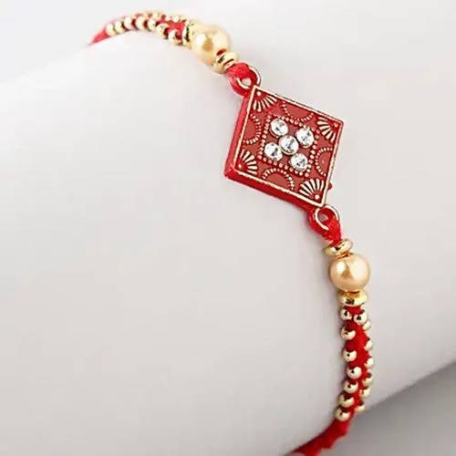 Sleek American Diamond Rakhi And Soan Papdi