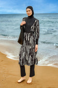 Black Full Coverage Swimwear Burkini Set M2504