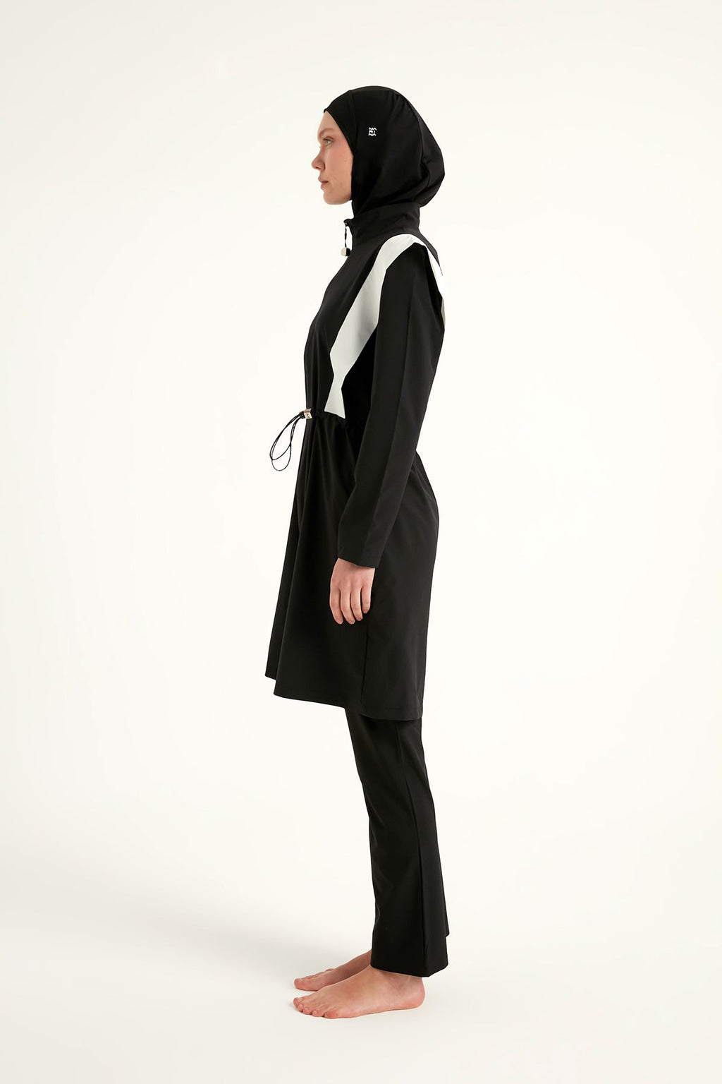 Black Adjustable Waist Modest Burkini Set M2526-1
