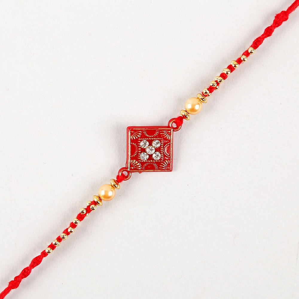 Sleek American Diamond Rakhi And Soan Papdi