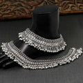Mominos Fashion Trendy Oxidised Silver Plated Anklets For Weddings